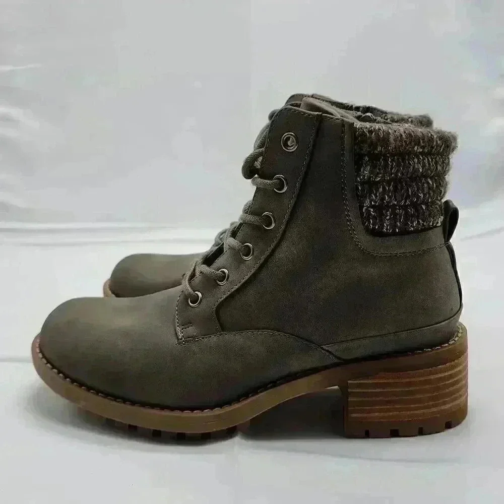 B-52 By Bull Boxer Womens Lace Up Side Zip Textile Heeled Short Boots Green Sz 8 - Picture 4 of 10